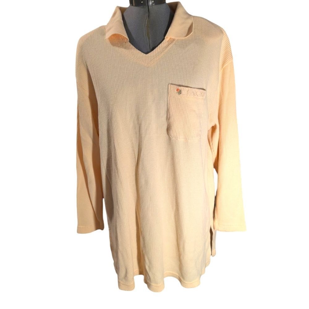 Cherokee Plus Vintage 90s yellow thermal‎ knit top cottage core size 18/20W